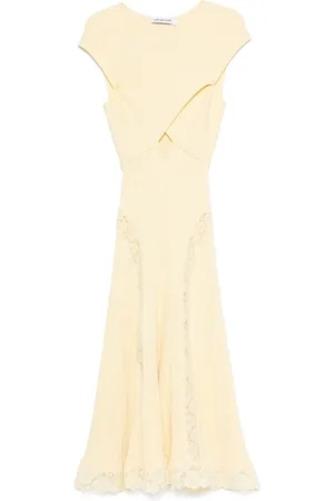 Self-Portrait Lace-insert knitted midi dress