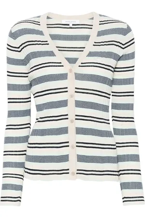 Maison Kitsuné Fine-ribbed striped cardigan