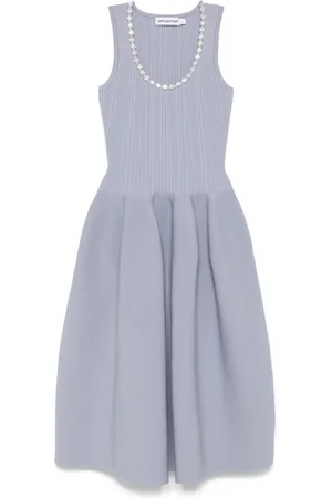 Self-Portrait Rhinestone-embellished ribbed midi dress