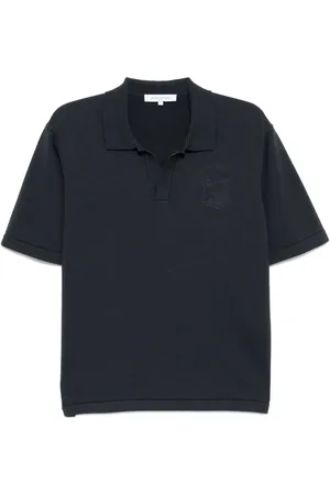 Maison Kitsuné Bold Fox head embroidered knitted polo shirt