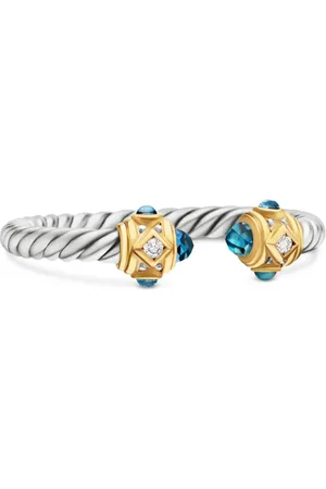 David Yurman 14kt yellow gold and sterling Renaissance topaz and diamond ring (2.3mm)