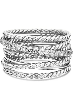 David Yurman Sterling Crossover diamond ring (12mm)