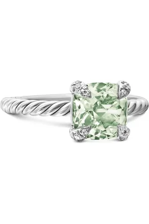 David Yurman Sterling silver Chatelaine prasiolite and diamond ring (8mm)