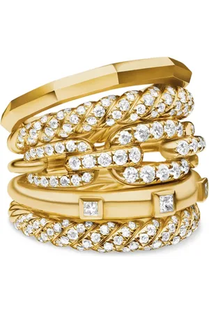 David Yurman 18kt yellow Stax Five Row diamond ring (21mm)