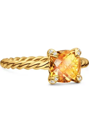 David Yurman 18kt yellow Chatelaine citrine and diamond ring (7mm)