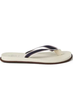Brunello Cucinelli Striped leather flip flops