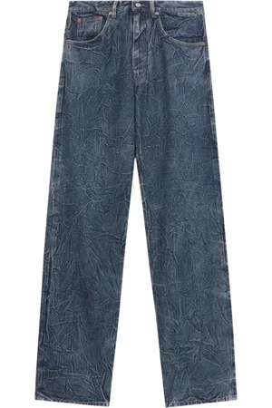 Maison Margiela Appliqué crinkled straight jeans