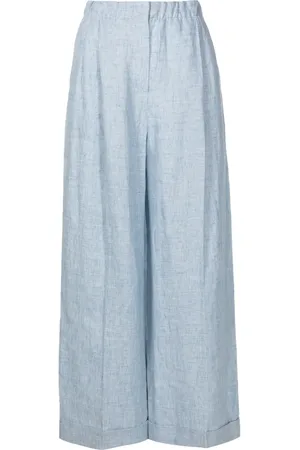 Emporio Armani Elasticated-waist jasp??-linen trousers