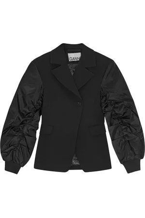 Ganni Contrast-sleeve blazer