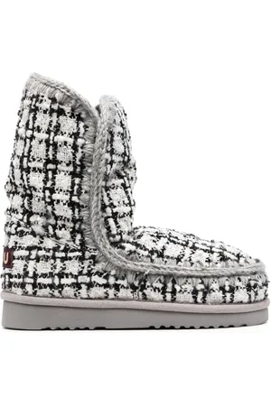 Mou Eskimo bouclé crochet-trim boots