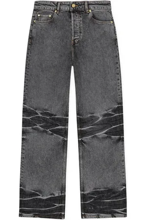 Ganni Whiskering-effect wide-leg jeans