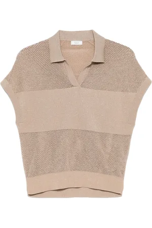 PESERICO SIGN Lurex-embellished polo top