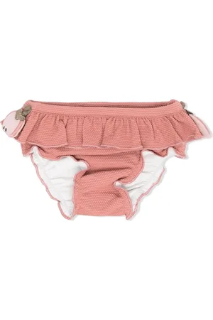 Donsje Peplum-waist seersucker bikini bottoms