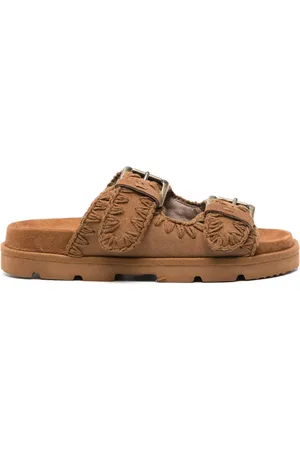 Mou Whipstitch-trim suede slides