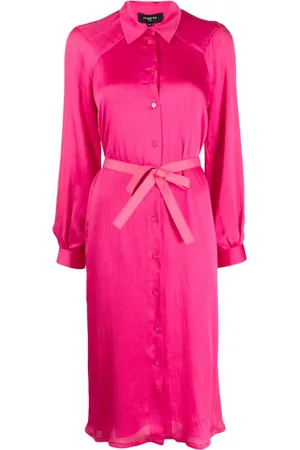 Paule Ka Long-sleeve belted shirt dress