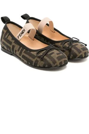 Fendi FF-pattern logo-tape ballerina shoes
