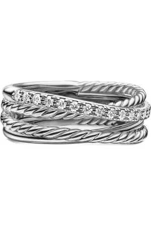 David Yurman Sterling Crossover diamond band ring (6.8mm)