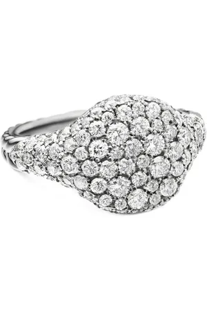 David Yurman 18kt white gold Chevron diamond pinky ring (10mm)