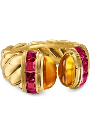 David Yurman 18kt yellow citrine and tourmaline ring
