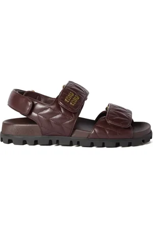Miu Miu Sporty matelass?? leather sandals
