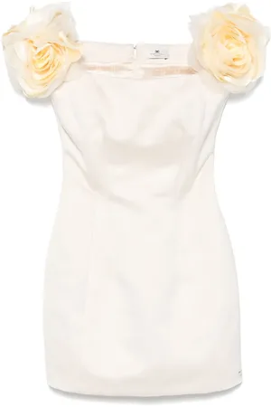 Elisabetta Franchi Floral-appliqué satin mini dress