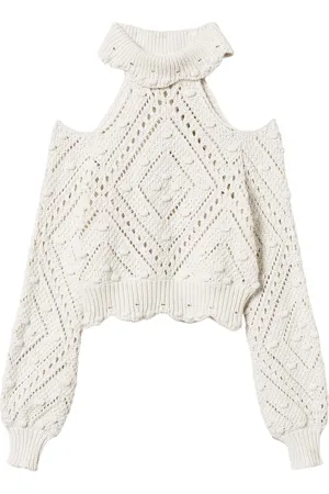 Twin-Set Openwork-knit cropped sweater