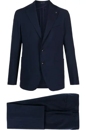 TAGLIATORE Logo-appliqué virgin wool single-breasted suit