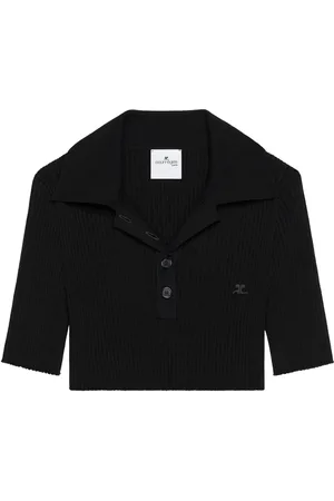 Courrèges Knitted cropped polo top