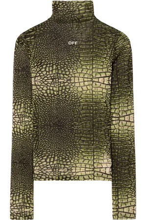 OFF-WHITE Logo-print crocodile-effect T-shirt