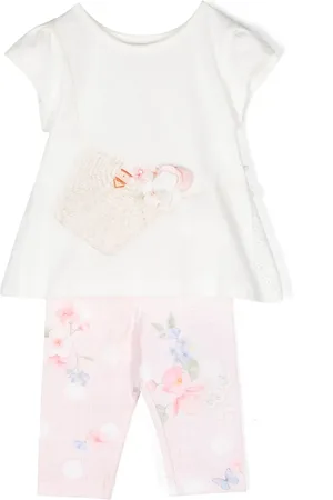 Lapin House Floral-appliqué ruffled tracksuit