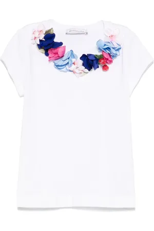 MONNALISA Floral-appliqué T-shirt