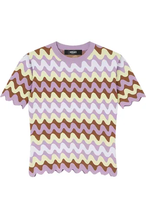 VERSACE Wave jacquard knitted T-shirt