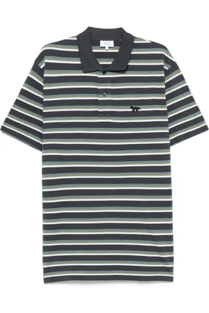 Maison Kitsuné Profile Fox-patch striped polo shirt