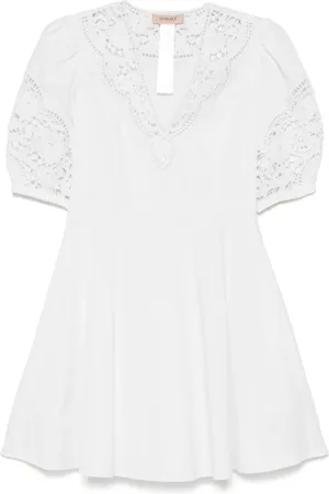 Twin-Set Broderie-anglaise poplin mini dress