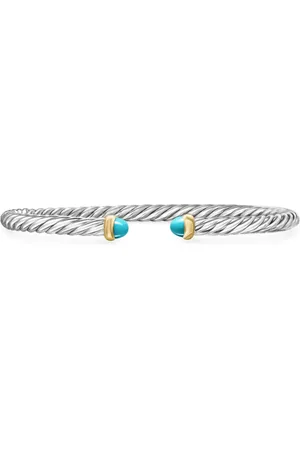 David Yurman 14kt yellow gold Cable Flex cuff turquoise bracelet (4mm)