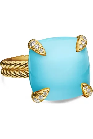 David Yurman 18kt yellow Ch??telaine turquoise and diamond ring (14mm)