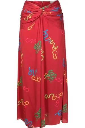 Isolda Kika motif-print twisted skirt