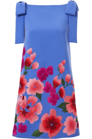 Carolina Herrera Floral-embroidered bow-detail mini dress