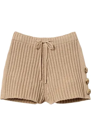 Twin-Set Button-detail ribbed-knit shorts