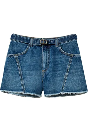 Twin-Set Oval T belted denim shorts