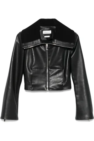 Alexander McQueen Folded-collar leather jacket