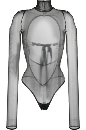 Nensi Dojaka Open-back roll-neck sheer top