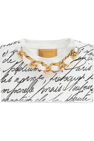 Balmain Calligraphic print clutch