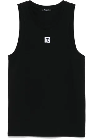 Balmain Monogram-embroidery tank top