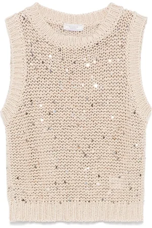 PESERICO SIGN Sequinned cotton top