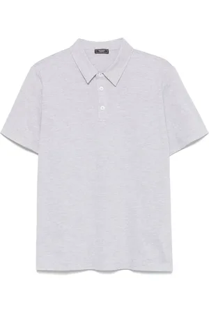 PESERICO SIGN M??lange-effect piqu??-weave polo shirt