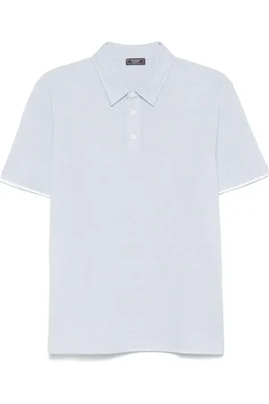 PESERICO SIGN M??lange-effect piqu??-weave polo shirt