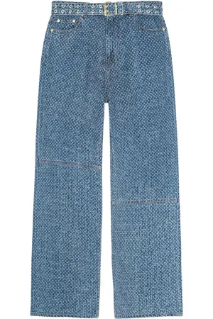 Ganni Belted wide-leg jeans