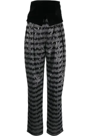 Emporio Armani Striped sequinned tailored trousers