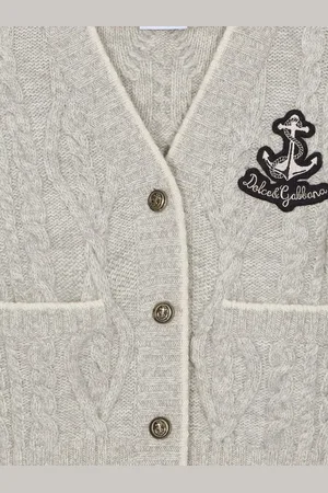 Dolce & Gabbana Cable-knit logo-patch cardigan